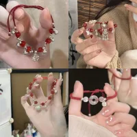 🥥coconut🥥Thời Trang Nữ Trang Sức Dệt Bướm Chuông Hoa Dây Đỏ Đôi Có Thể Điều Chỉnh Vòng Tay