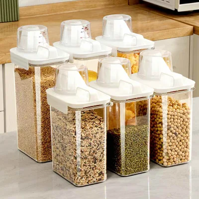 Hộp Nhựa Đựng Thực Phẩm Khô, Hộp Nhựa Đựng Ngũ Cốc Trong Suốt Nắp Kín Chống Ẩm