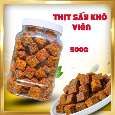 Thịt Sấy Khô Loại Cục (Viên) Hũ 500g Hương vị đậm đà thơm ngon Đồ ăn vặt yêu thích