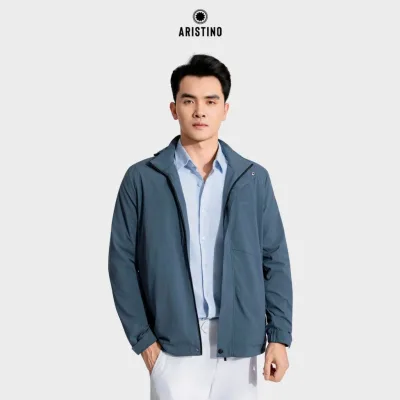 Áo Khoác Gió Thể Thao 2 Lớp Nam Xám Aristino Regular Fit AJK003EDP01