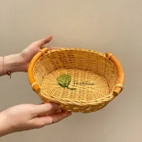 Giỏ mây bầu dục đựng đồ, rổ thỏi giả mây đựng đồ ăn vặt bánh kẹo trái cây, Khay đựng mỹ phẩm