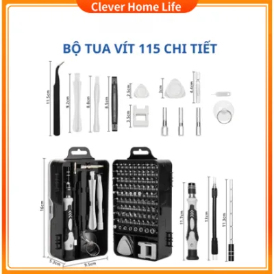 🥇FREESHIP🥇Bộ tua vít mini 115 đa năng bằng thép hợp kim để sửa chữa điện thoại laptop camera máy tính-xám