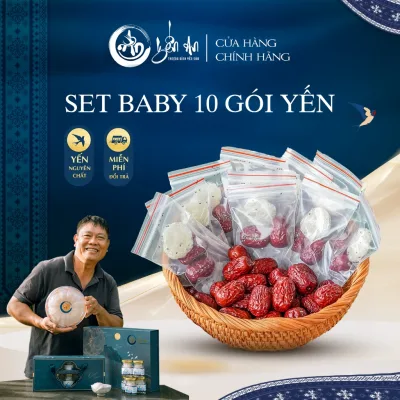 Set yến BABY tự chưng gồm 10 gói yến nhỏ tặng Nguyên liệu chưng yến - Hộp 10g