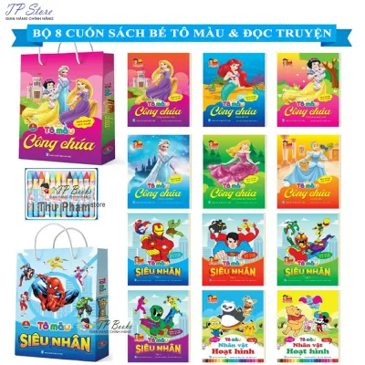 Combo 12 Quyển Sách Bé Tô Màu Siêu Nhân, Công Chúa, Hoạt Hình Cho Bé Trai Và Bé Gái - Đồ Chơi Phát Triển Trí Thông Minh Cho Trẻ Em