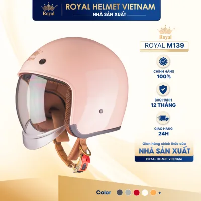 Mũ Bảo Hiểm 3/4 Royal M139 Trơn Kính Âm Chính Hãng, Mũ Bảo Hiểm Kính Trà, Chống Chói, Chống UV