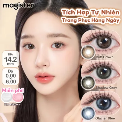 🏆Magister Kính Áp Tròng Blush Girl Bộ truyện Cặp 6 tháng Glacier Blue lens kính mềm Buff Brown 14.2MM độ cận từ 0-6
