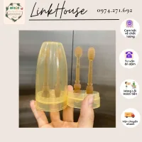 Set rơ lưỡi cho bé và bàn chải đánh răng cho bé sơ sinh 0 - 24 tháng được làm từ silicon (kèm cốc đựng)