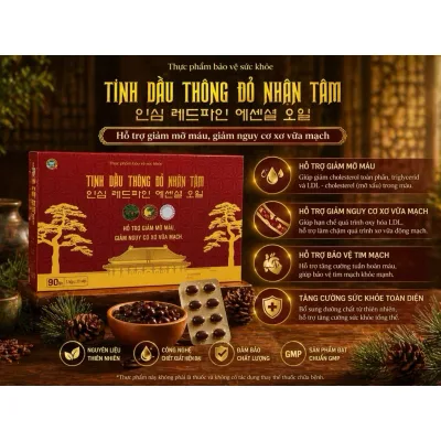 Tinh Dầu Thông Đỏ Hàn Quốc giúp hỗ trợ phòng ngừa mỡ máu, huyết áp, hỗ trợ thải độc gan.