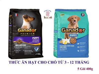 Combo 5 Gói Thức ăn hạt cho Chó con Ganador Gói 400g Thương hiệu từ Pháp Dinh dưỡng tốt ƞhất cho tất cả các giống Chó - Pet shop 24