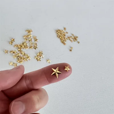 Bộ 100 Bộ 5mm 9mm Hợp Kim Mini Ngôi Sao Năm Cánh DIY Phụ Kiện Trang Sức Vàng Ngôi Sao Nhỏ Trang Trí