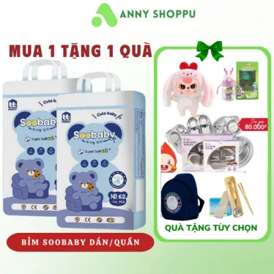 Bỉm SooBaby, Tã Soobaby Tã dán/ bỉm quần siêu mỏng mềm,chống tràn ban đêm thấm hút tốt 12 giờ