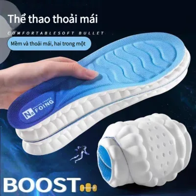 Lót giày thể thao 4D, Miếng lót giày cao su non, Miếng đế lót giày cao cấp êm đàn hồi thoáng khí chống sốc
