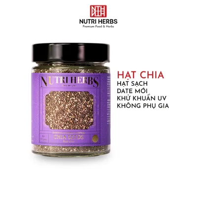 Hạt Chia Đen Nutri Herbs – Loại Thượng Hạng, Không Tạp Chất Sang Trọng Làm Quà Tặng – Lọ 200g