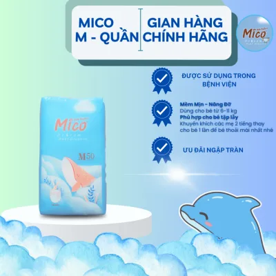 Tã Bỉm Xanh Bệnh Viện Mico , tã bỉm quần size M50(6-11kg) cho sơ sinh và cho bé,nhập khẩu nội địa trung