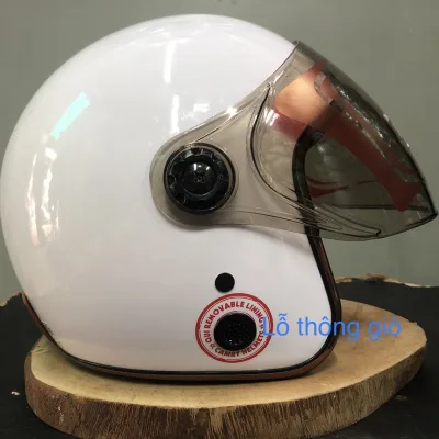 Mũ bảo hiểm 3/4 có kính full mặt hàng công ty viền đồng cao cấp có lỗ thoán khí 2 bên