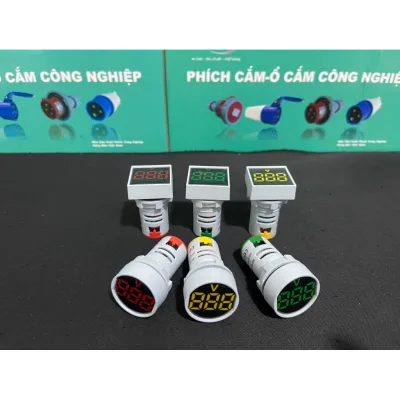 Đồng hồ đo điện áp AC 60-500V Màn hình kỹ thuật số Đèn báo Volt, AD16-22D Kiểm Tra Vôn Kế 0-100A 3 Trong 1 Màn