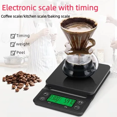 Cân cà phê kỹ thuật số Cân nhà bếp có độ chính xác cao LCD Cân thực phẩm nhà bếp kỹ thuật số Hiển thị LED Hẹn giờ Cân tối đa 5000g Độ chính xác 0,1g