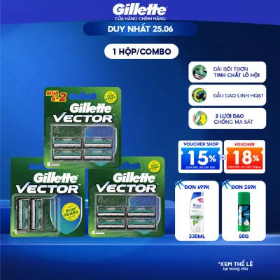 Combo Vỉ Lưỡi Dao Cạo GILLETTE Vector Vỉ 2 Lưỡi