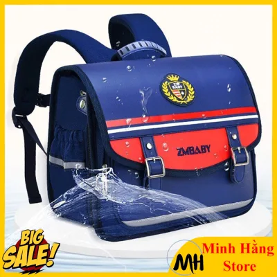 Cặp Sách Chống Gù dáng ngang Học Sinh, Ba lô form hộp cho bé gái bé trai tiểu học chống thấm nước, Chống Cong Vẹo Cột Sống, balo cặp trẻ em cấp 1 ZMBABY