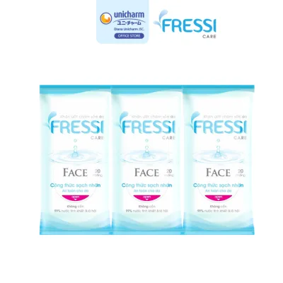 Combo 3 Khăn ướt chăm sóc da Fressi Care Face gói 20 miếng/gói