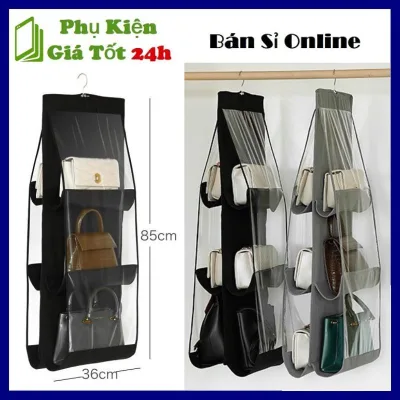 Túi Treo Giỏ Xách Đa Năng 6 Ô Tiện Lợi Có Móc Treo Tủ Quần Áo Hoặc Treo Tường Chống Bụi - Túi Đựng Giỏ Xách 6 Ngăn 3 Tầng Tiết Kiệm Không Gian - Túi Treo 6 Ngăn Đựng Túi Xách , Túi Treo Ví, Túi Treo Bóp, Túi Treo Đồ Đa Năng