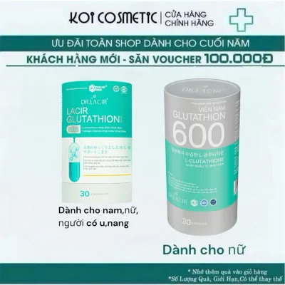 Viên nám Glutathione 600, Plus Trắng Da Ngừa Nám DR.LACIR Hộp 30 Viên