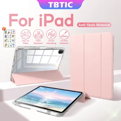 Ốp lưng iPad TBTIC, acrylic trong suốt có giá đỡ bút, tương thích với Air 8 7 6, M4 M3 M2, 12 11 Gen A16, Pro 11 inch 2024, Air 5 4 10.9, 10 9 8 7 10.2, Mini 7 6 inch