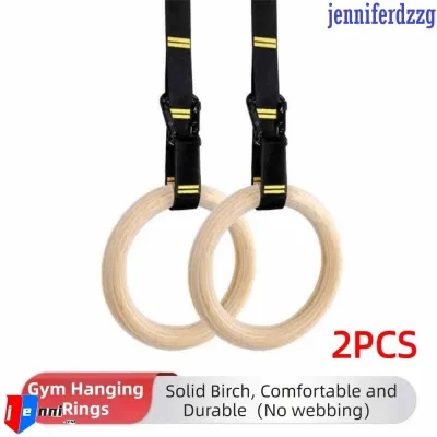JENNIFERDZZG 2 Nhẫn Treo Tập Gym, Vòng Thể Dục Chống Trơn Trượt Bằng Gỗ Chắc Chắn, Dành Cho Trẻ Em Người Lớn Đa Kích Thước Chịu Lực Bền Kéo Lên Nhẫn Tập Luyện Phòng Tập Gym Tại Nhà