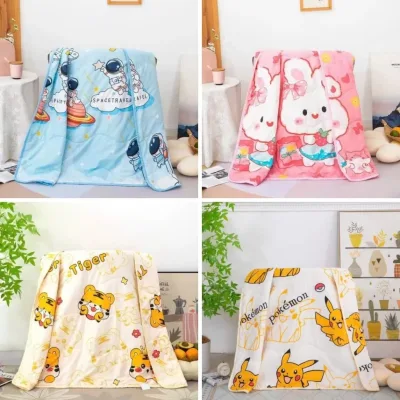 Chăn Cotton Đũi Giá Rẻ Mềm Mịn Cho Bé Đi Học Kích Thước 1m1x1m5