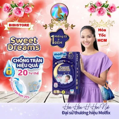 Tã Bỉm quần đêm cho bé Molfix Sweet Dreams Jumbo đủ các size M50/L44/XL38/2XL34