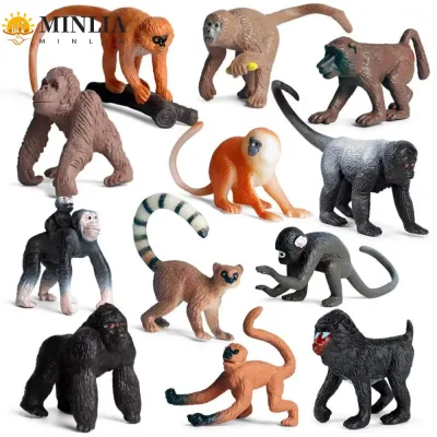 MINLIA Khỉ Nhân Vật Hành Động, Động Vật Hoang Dã Chất Liệu PVC Mô Hình Tinh Tinh, Dành Cho Trẻ Em Thu Nhỏ Bộ Sưu Tập Giáo Dục Orangutan Gorilla Mô Hình Đồ Chơi Trẻ Em