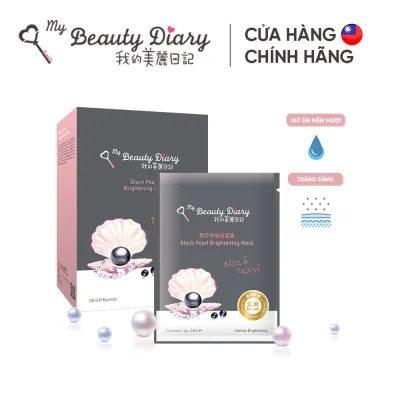 Hộp 8 miếng mặt nạ trắng sáng da và cấp nước My Beauty Diary Taiwan Ngọc Trai Đen Black Pearl Mask 23ml/miếng