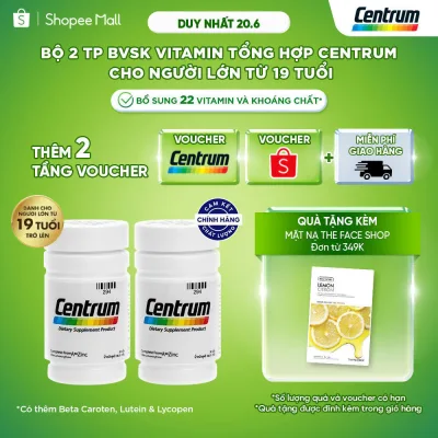 Bộ 2 TP BVSK Vitamin tổng hợp CENTRUM NGƯỜI LỚN từ 19 tuổi 30v bổ sung hơn 20 vitamin & khoáng chất