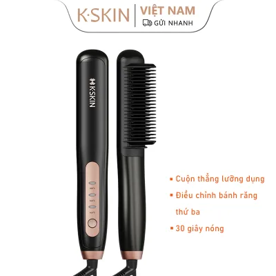 KSKIN Straight Comb Curl Stick Công cụ tạo kiểu nhỏ cho nam giới Phụ nữ Chăm sóc tóc PTC Nhiệt độ 3 bánh răng Máy uốn tóc