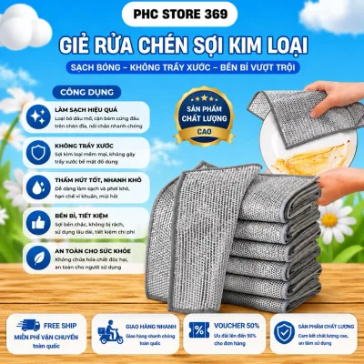 Giẻ Lau Bếp Dây Kim Loại Chống Mài Mòn - Lau Bát Đũa, Nồi, Bồn Rửa Chén Hiệu Quả