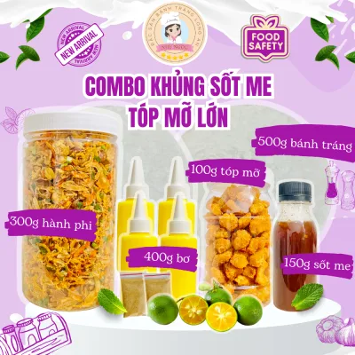 Bánh tráng phơi sương - COMBO SIÊU KHỦNG ( 1,4 Kg ) - Đồ ăn vặt NHƯ NGỌC Gồm 500g Bánh Tráng + 400G Bơ béo siêu ngon + 300G muối tép hành phi loại 1 + 150g Nước sốt me ( Tặng 2 bịch muối nhuyễn 50G) Siêu ngon siêu chất lượng