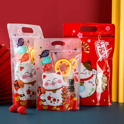 Set túi Zip hoạt hình dễ thương kích thước lớn đựng kẹo, bánh, đồ ăn vặt (Set 10 túi đến 50 túi)