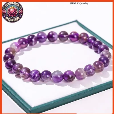 vòng tay thạch anh tím 6li ( đá thật) làm trang sức phụ kiện thời trang thanh tẩy năng lượng chữa lành chữa lành .