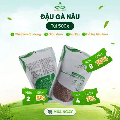 Đậu Gà Nâu Ấn Độ 500g Sức Khỏe Xanh - Hạt sạch, chất lượng cao - Giàu vitamin, khoáng chất - Món chay, giảm cân