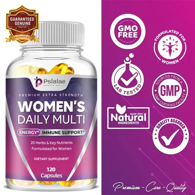 Pslalae Daily Multivitamin for Women, 20 Herbal Ingredients, Enhances Vitality, Strengthens the Immune System, Nourishes the Blood, Made in the Usa, 120 Capsules