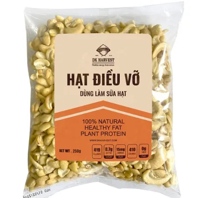 Hạt Điều Tách Vỏ Loại Vỡ DK Harvest - Túi 250g, 500g - Hạt dinh dưỡng tác dụng giảm cân, làm sữa, chế biến granola