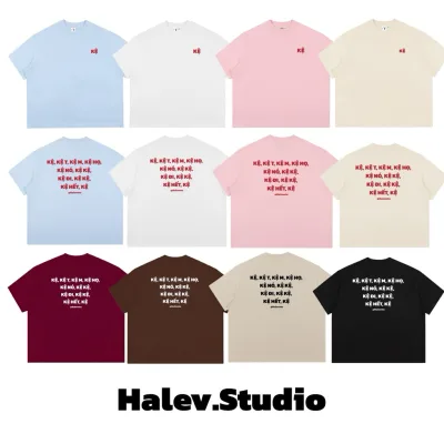 Áo thun Boxy Unisex Nam nữ Halev Brand in chữ KỆ chất Cotton Premium 260gsm