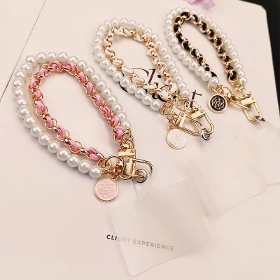 Dây điện thoại di động Dây điện thoại di động ngắn Dây chuyền ngọc trai Dây treo cổ tay Dây chuyền thẻ da sáng tạo Dây buộc Vỏ điện thoại di động bền chắc Mặt dây chuyền đa năng
