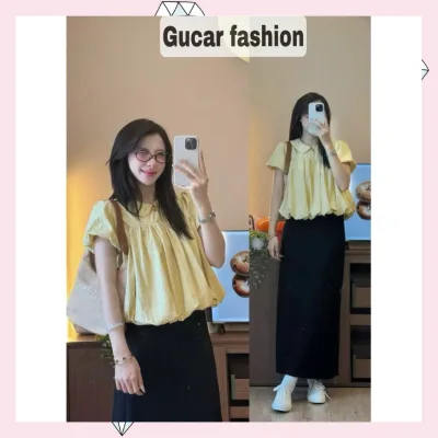 Áo babydoll gió su mềm cổ sen dáng bí tay bồng hàng loại 1