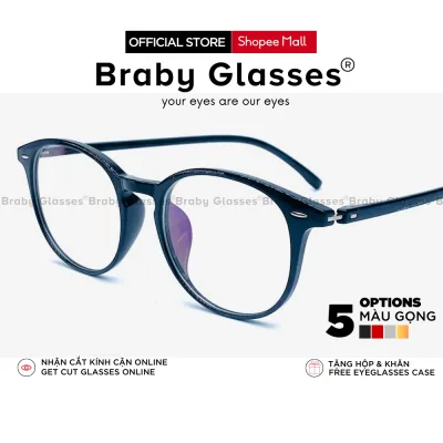 Gọng Kính Tròn Nhựa Dẻo Chống Gãy Siêu Nhẹ Braby Kính Mắt Nam Nữ Trong Suốt Kiểu Dáng Basic Trẻ Trung Mk15