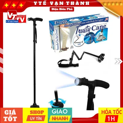 ✅ Gậy 1 Chân Thẳng Trusty Cane (Gấp Gọn, Có Đèn Pin, Chống Trượt) | (Batoong) -VT0540 - Y Tế Vạn Thành