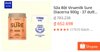 Sữa Bột Vinamilk Sure Diacerna 900g - 37 dưỡng chất với công thức có chỉ số đường huyết thấp