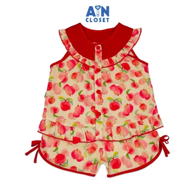 Bộ quần áo Ngắn bé gái họa tiết Đào Đỏ Cotton - AICDBGCELHHH - AIN Closet