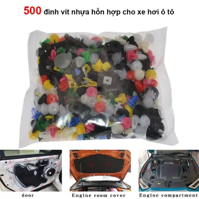 Bộ 500 đinh tán chốt vít nở nhựa hỗn hợp cho xe hơi ô tô