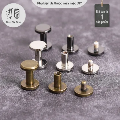 Đinh Tán Ren Vặn Đầu Phẳng Chữ I Mặt Trơn 3 Màu Chất Đồng Thau Đúc Phụ Kiện Làm Da Túi Xách Bóp Ví Thủ Công Handmade DIY